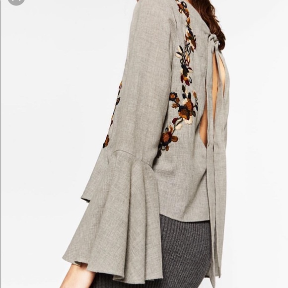 Zara Tops - Zara embroidered open back top. NWT